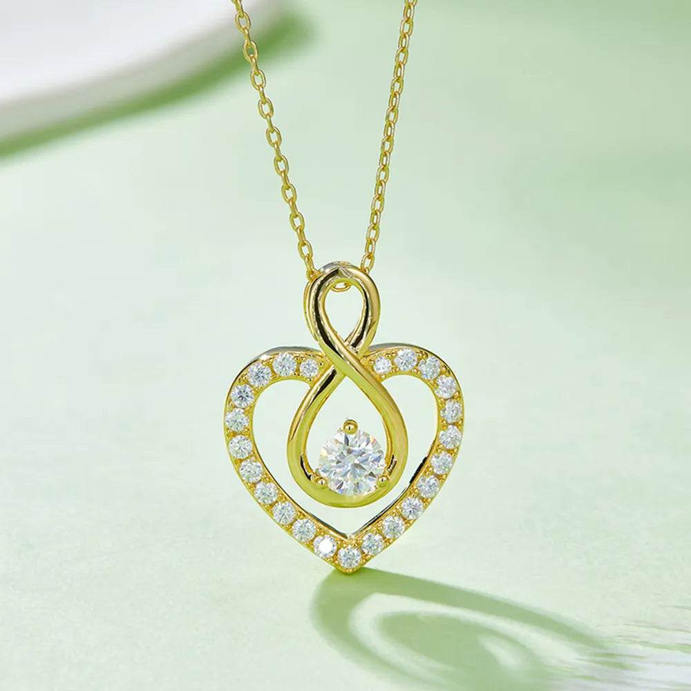 1 Carat Moissanite 925 Sterling Silver Heart Shape Necklace - ELY VESSA LLC