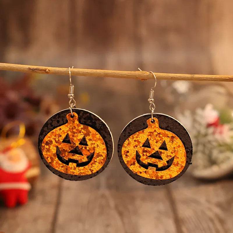 PU Leather Pumpkin Earrings - ELY VESSA LLC