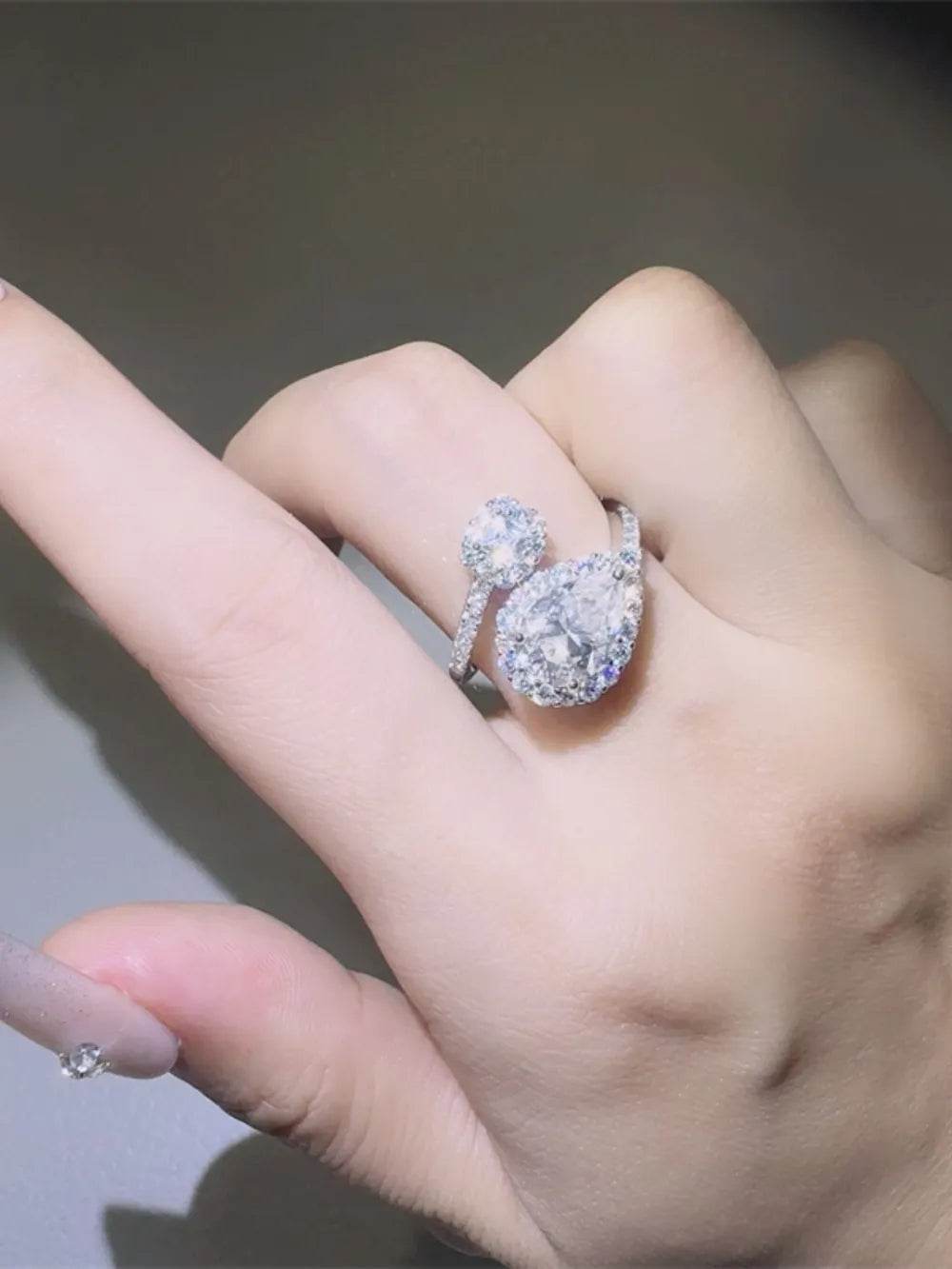 2 Carat Moissanite 925 Sterling Silver Bypass Ring - ELY VESSA LLC