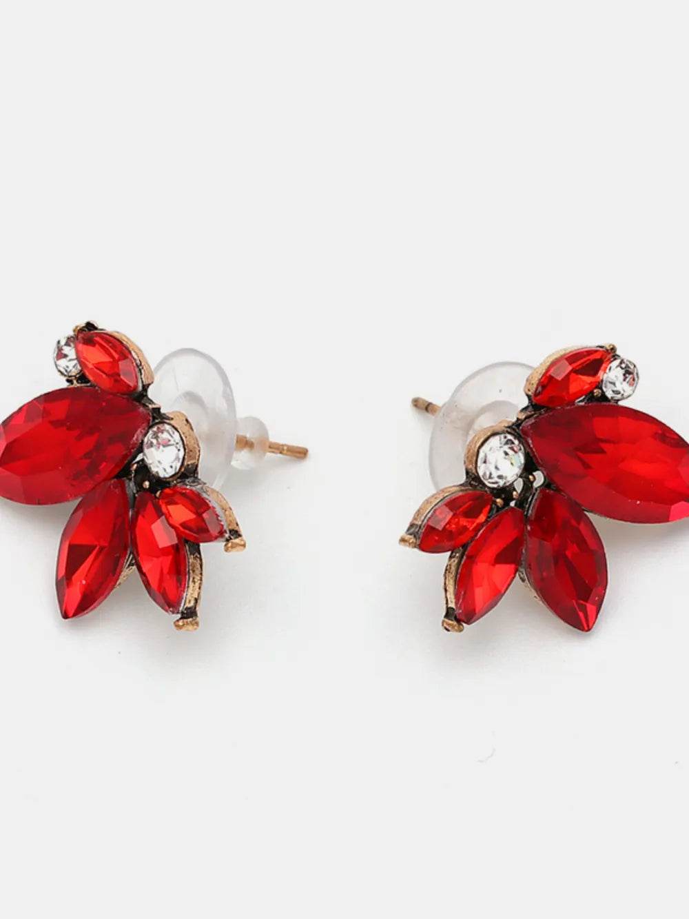 Alloy Rhinestone Flower Stud Earrings - ELY VESSA LLC