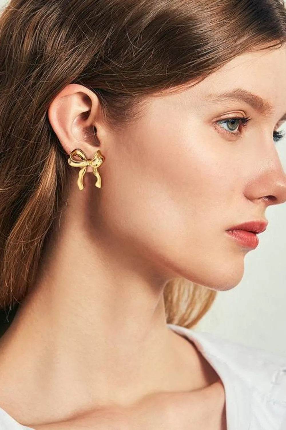 Brass Bow Stud Earrings - ELY VESSA LLC