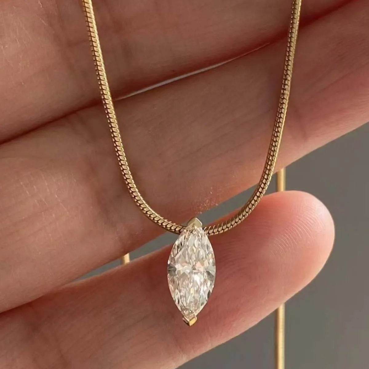 1 Carat Moissanite 925 Sterling Silver Necklace - ELY VESSA LLC