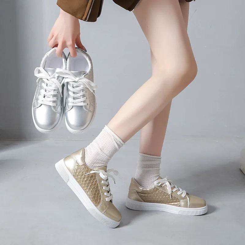 Round Toe Lace Up Sneakers - ELY VESSA LLC