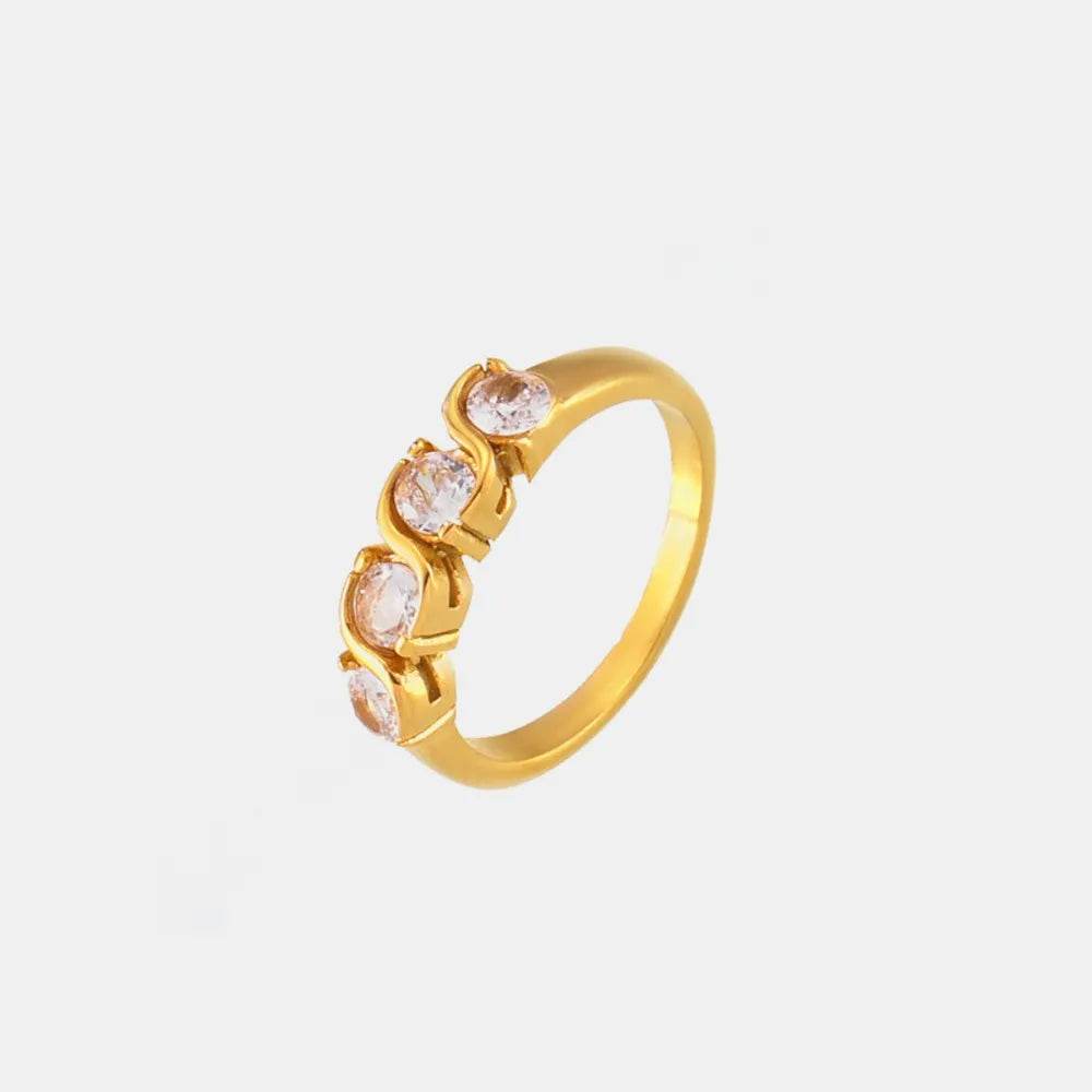 Stainless Steel Inlaid Zircon Ring - ELY VESSA LLC