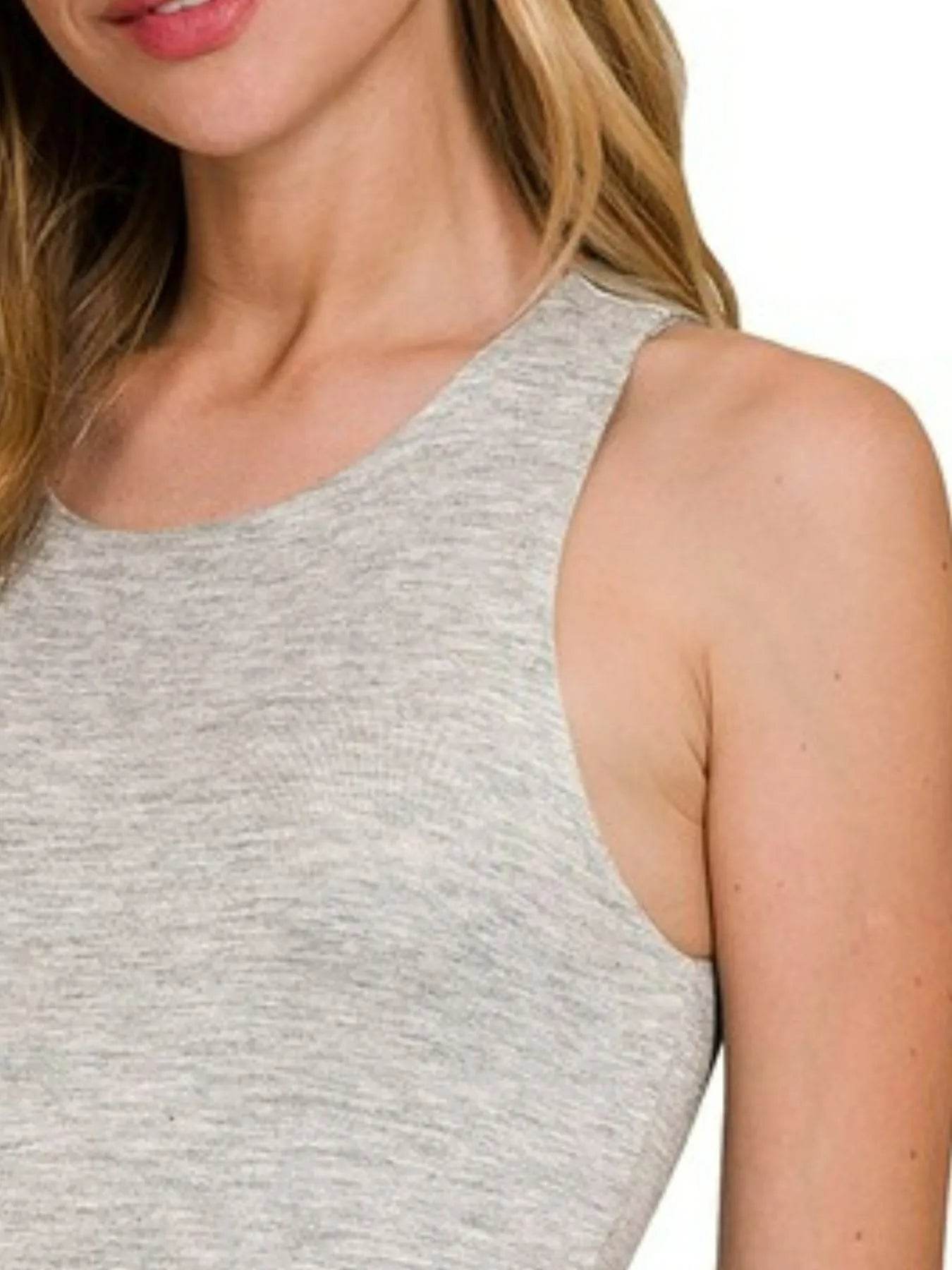 Zenana Premium Rayon Double Layered Round Neck Tank Top - ELY VESSA LLC