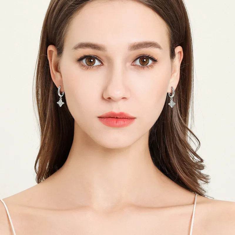 925 Sterling Silver Moissanite Hoop Drop Earrings - ELY VESSA LLC