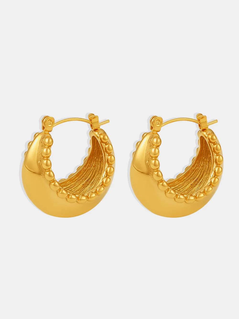 18K Gold-Plated Stainless Steel Huggie Earrings - ELY VESSA LLC