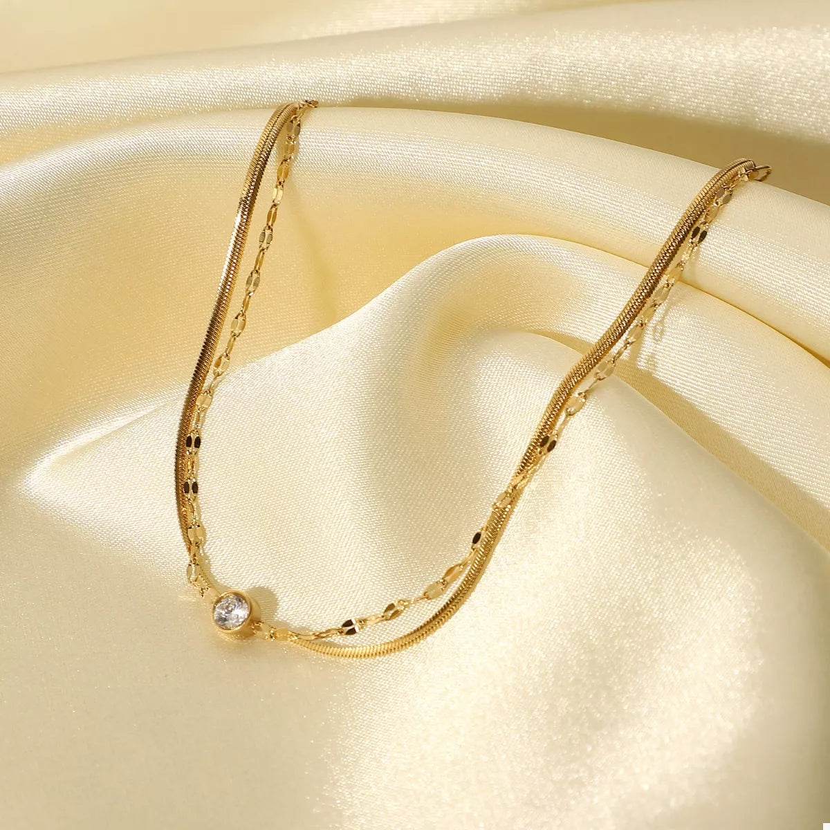 18K Gold-Plated Zircon Double Layered Bracelet - ELY VESSA LLC