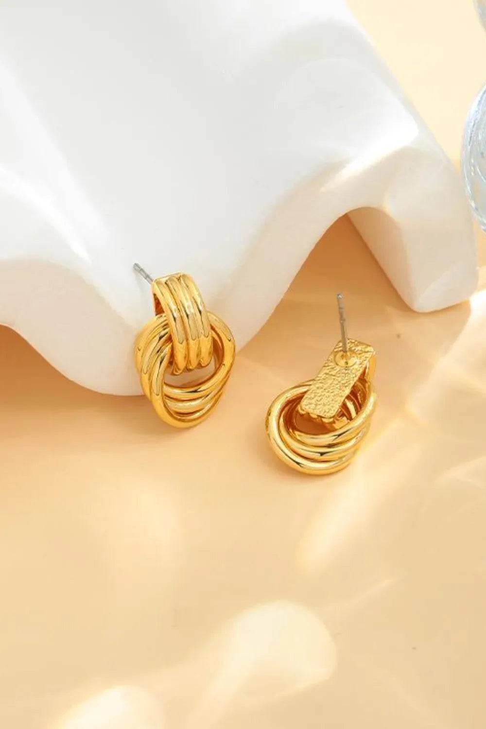 Gold-Plated Knotted Stud Earrings - ELY VESSA LLC