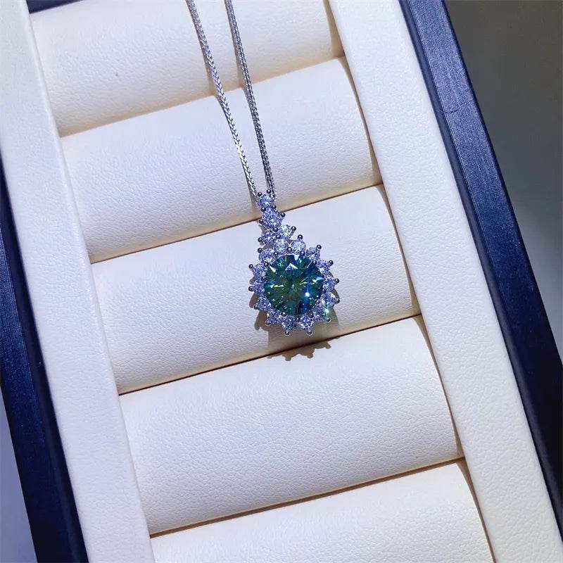 3 Carat Moissanite 925 Sterling Silver Pendant Necklace - ELY VESSA LLC