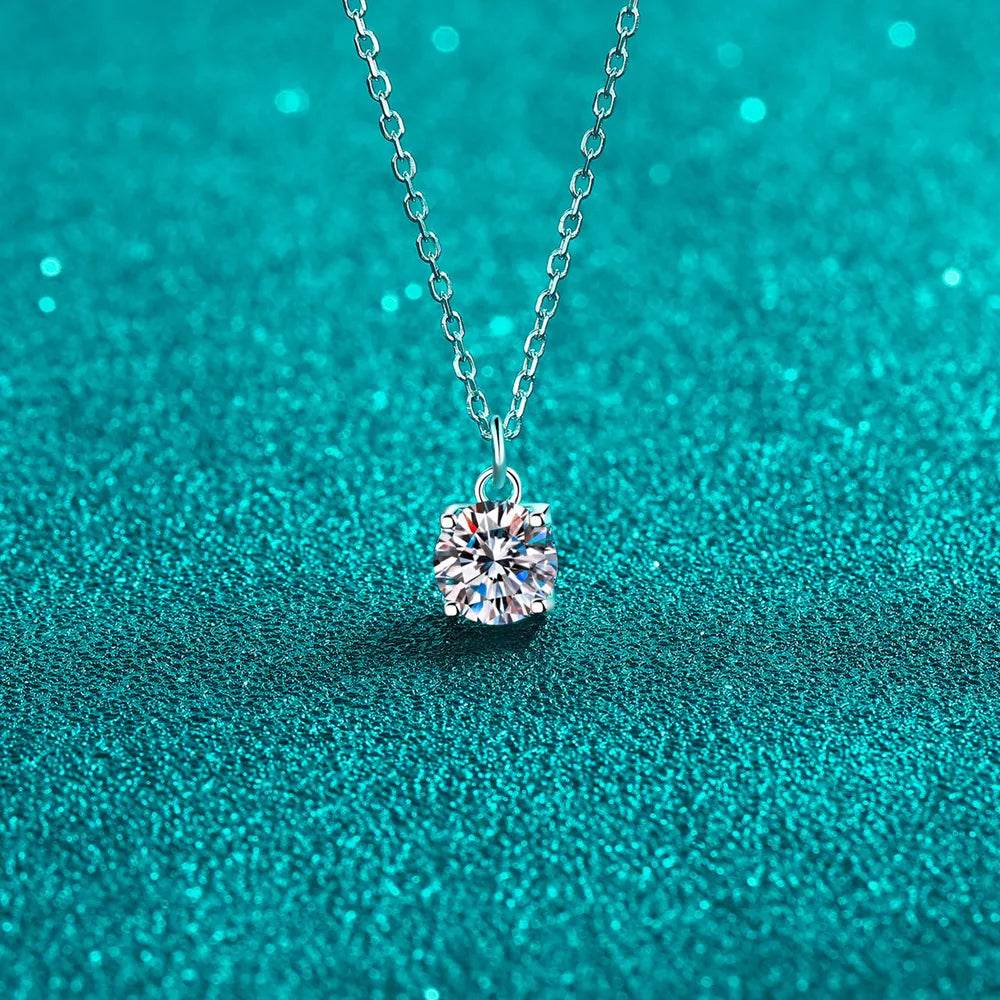 1 Carat Moissanite 925 Sterling Silver Necklace - ELY VESSA LLC