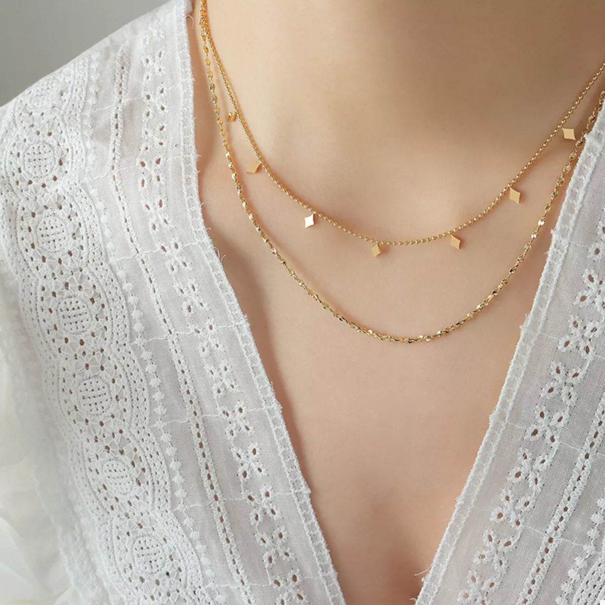 18K Gold-Plated Titanium Steel Layered Necklace - ELY VESSA LLC
