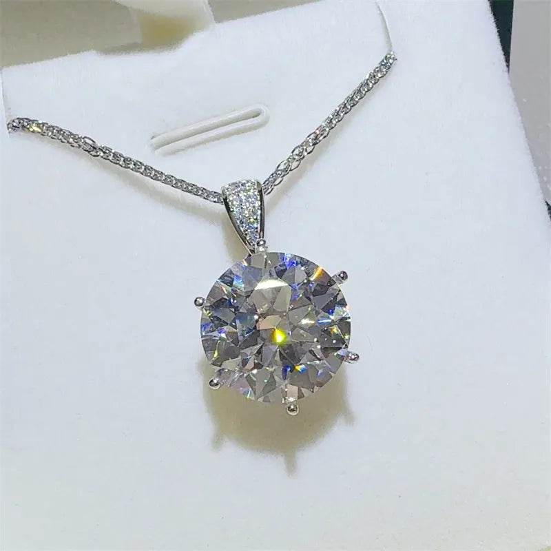 10 Carat Moissanite 925 Sterling Silver Pendant Necklace - ELY VESSA LLC