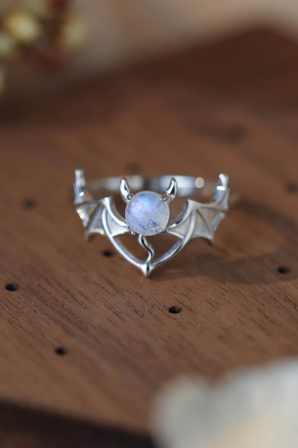 Moonstone Bat 925 Sterling Silver Ring - ELY VESSA LLC