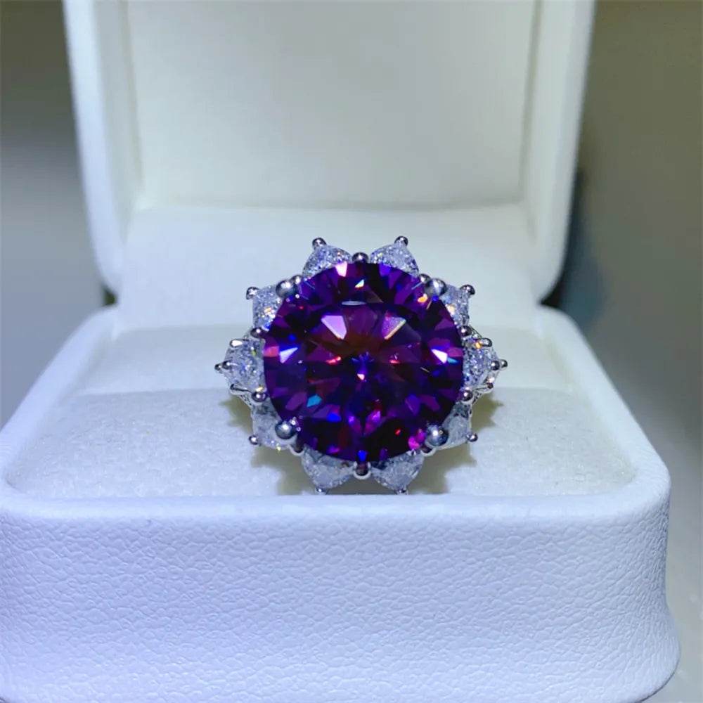 10 Carat Moissanite 925 Sterling Silver Flower Shape Ring - ELY VESSA LLC