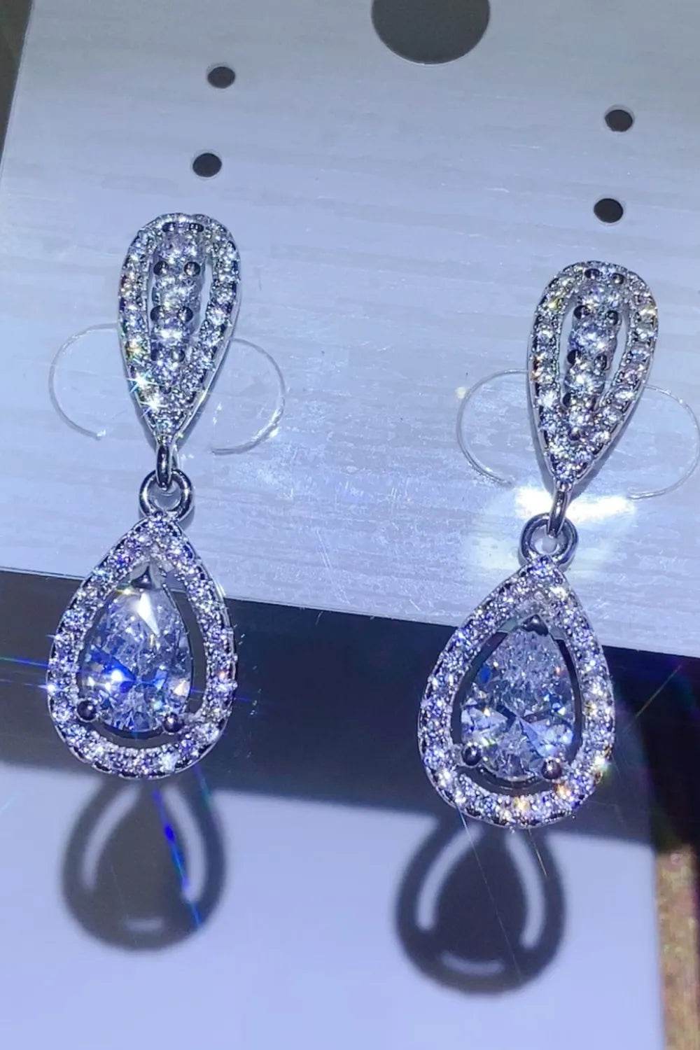 2 Carat Moissanite 925 Sterling Silver Teardrop Earrings - ELY VESSA LLC