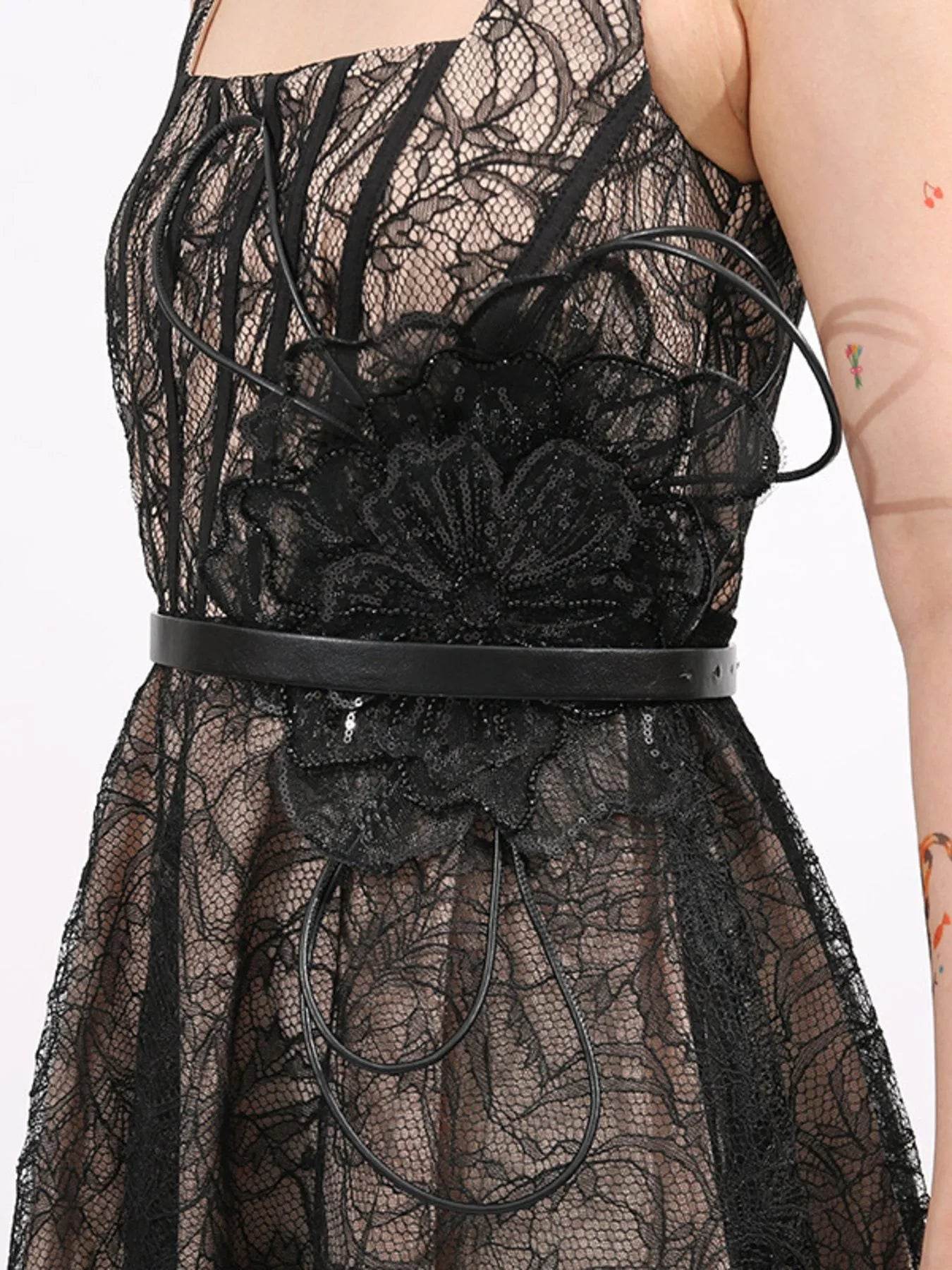 Lace Square Neck Midi Dress - ELY VESSA LLC