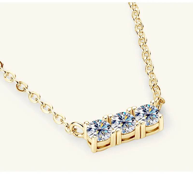 925 Sterling Silver Inlaid Moissanite Bar Necklace - ELY VESSA LLC