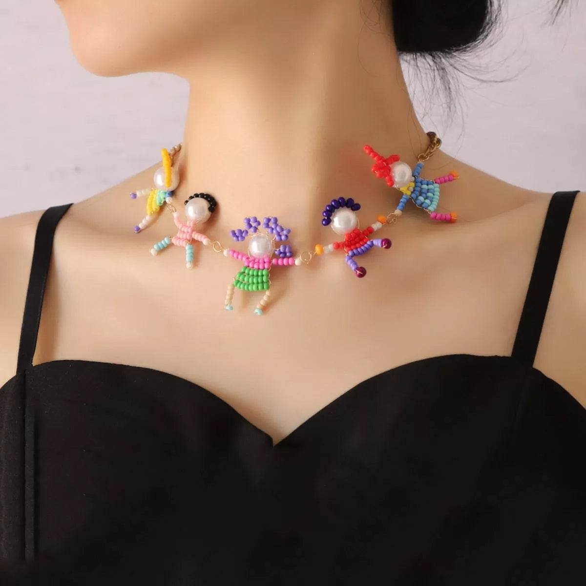 18K Gold-Plated Bead Charm Necklace - ELY VESSA LLC