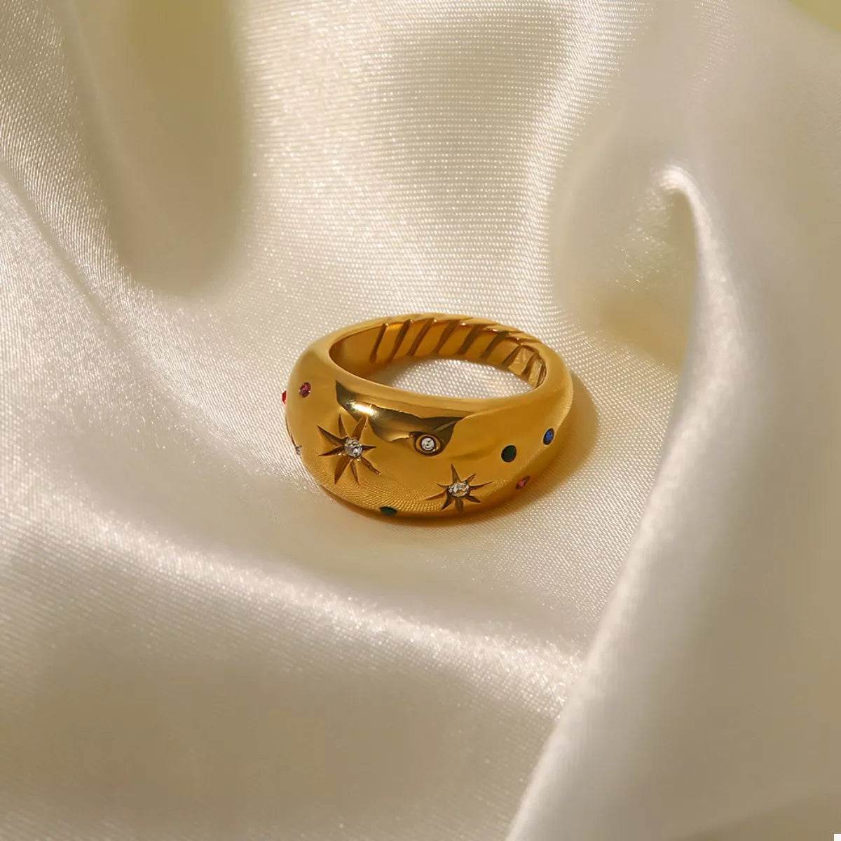 18K Gold-Plated Zircon Ring - ELY VESSA LLC