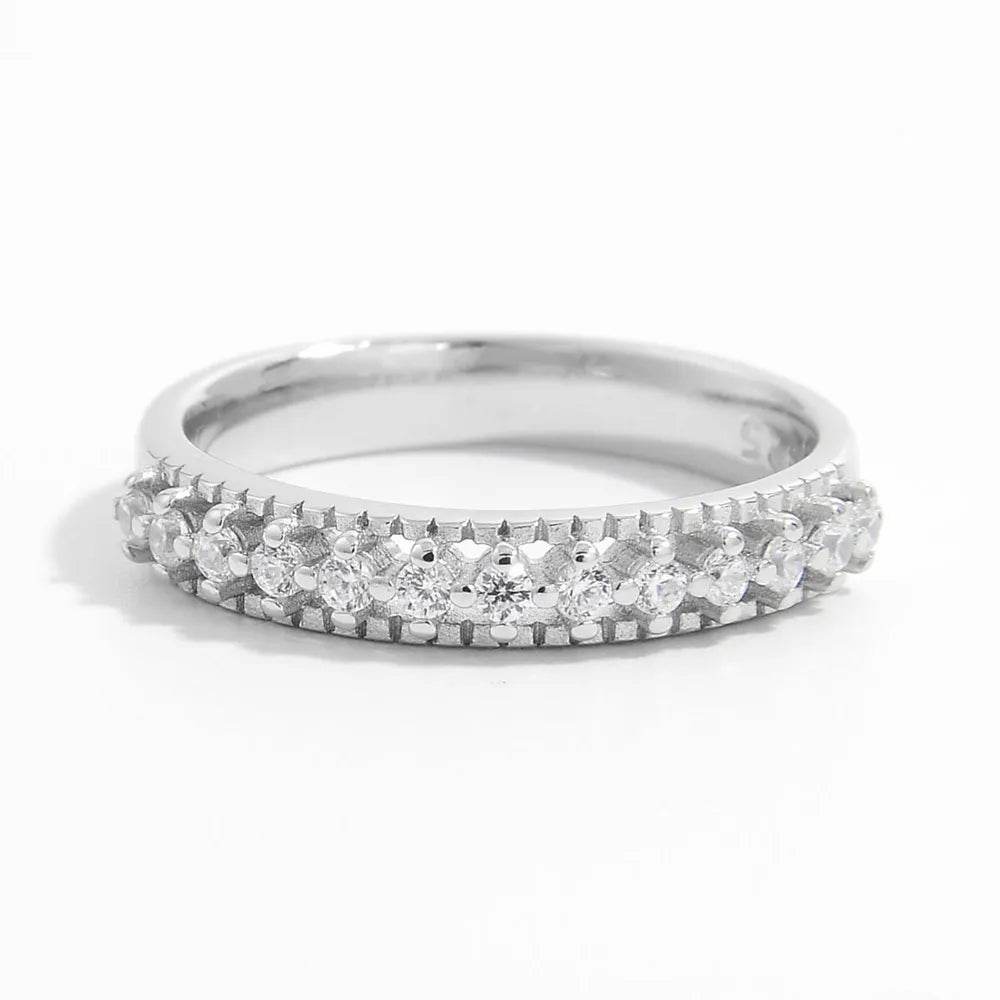 925 Sterling Silver Inlaid Zircon Ring - ELY VESSA LLC