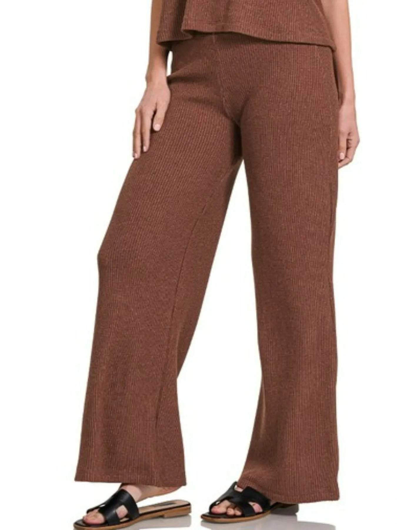Zenana Sweater Boxy Top & Long Pants Set - ELY VESSA LLC