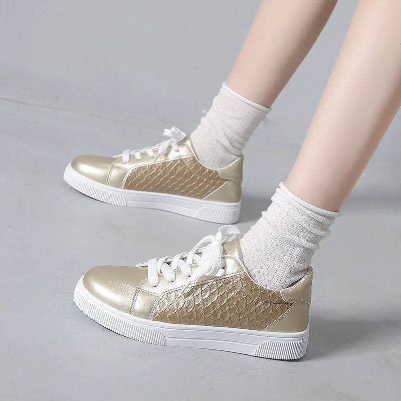 Round Toe Lace Up Sneakers - ELY VESSA LLC