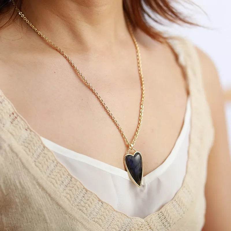 Copper Labradorite Heart Shape Necklace - ELY VESSA LLC