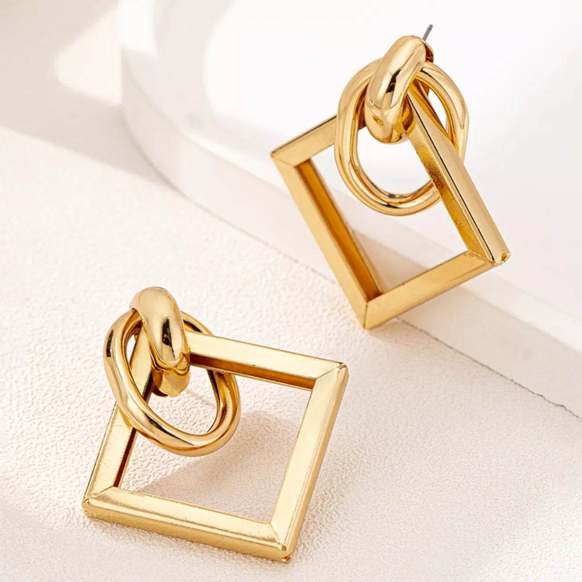 18K Gold-Plated Geometric Square Hoop Earrings - ELY VESSA LLC