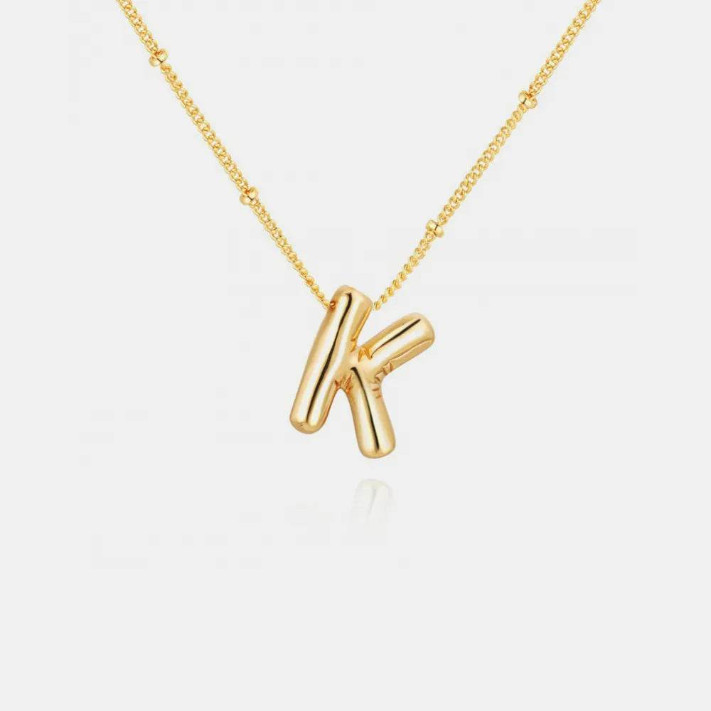 Gold-Plated Bubble Initial Necklace - ELY VESSA LLC