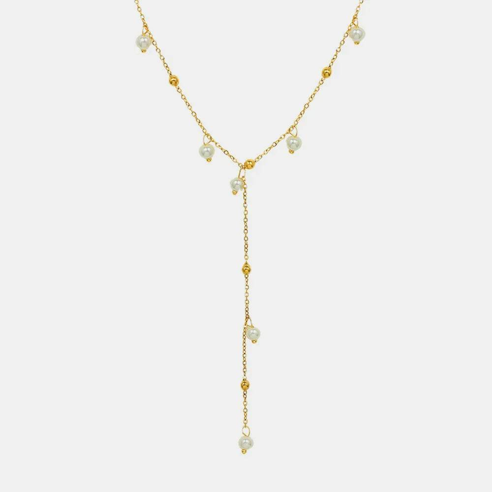 18K Gold-Plated Pearl Drop Necklace - ELY VESSA LLC