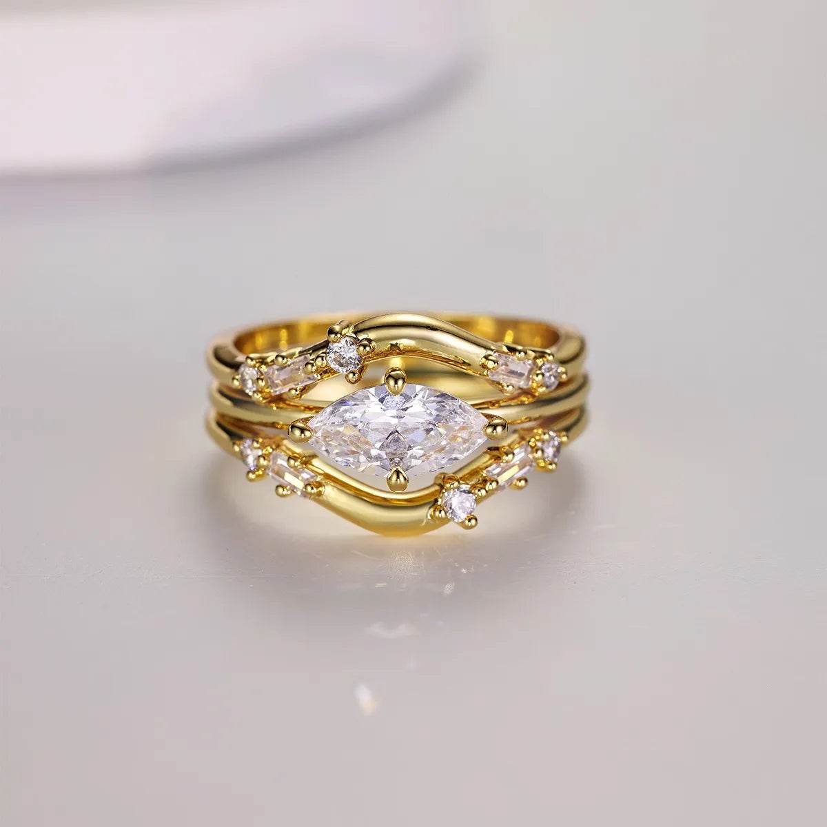 1 Carat Moissanite 925 Sterling Silver 3pcs Ring Set - ELY VESSA LLC