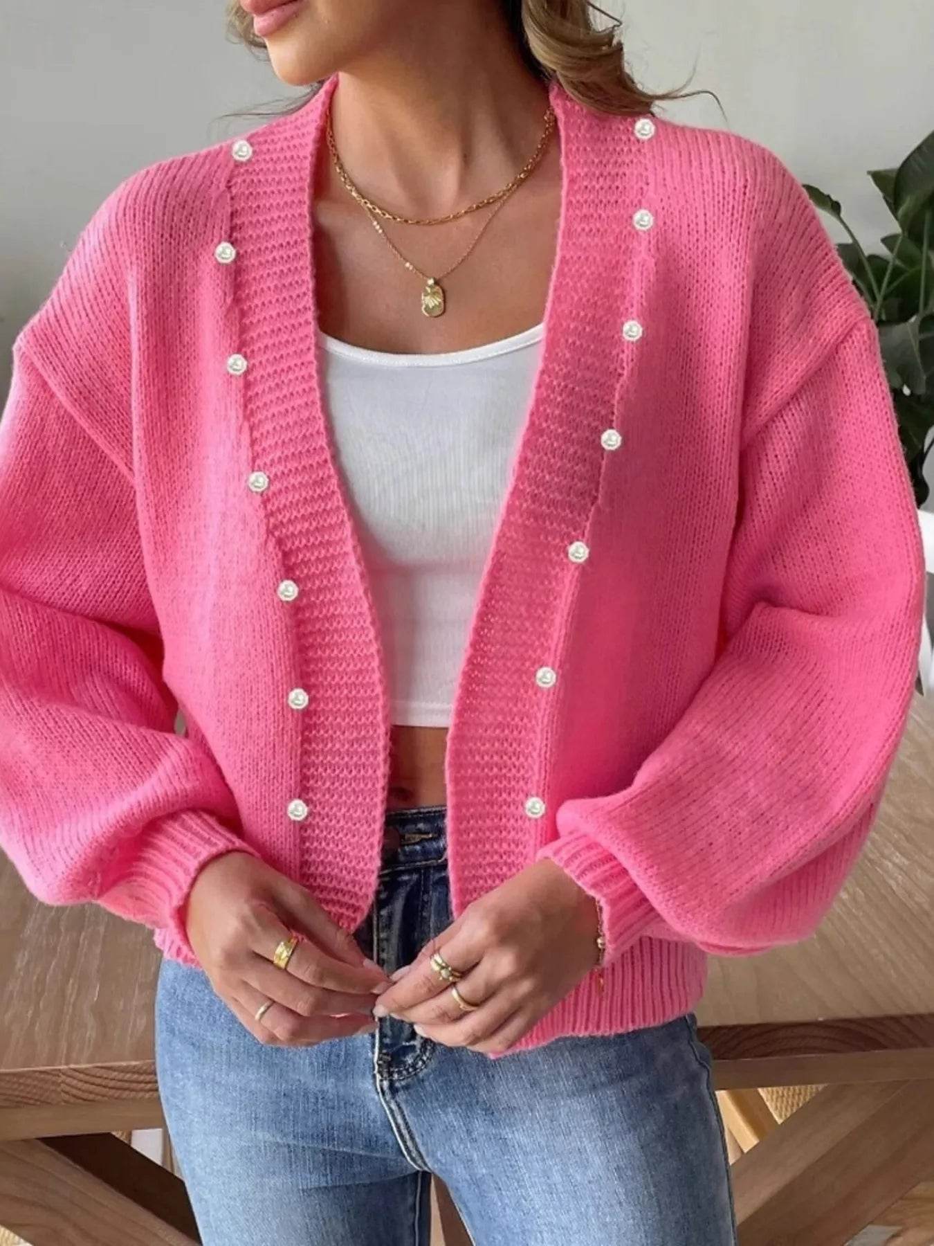 Open Front Drop Shoulder Cardigan - ELY VESSA LLC