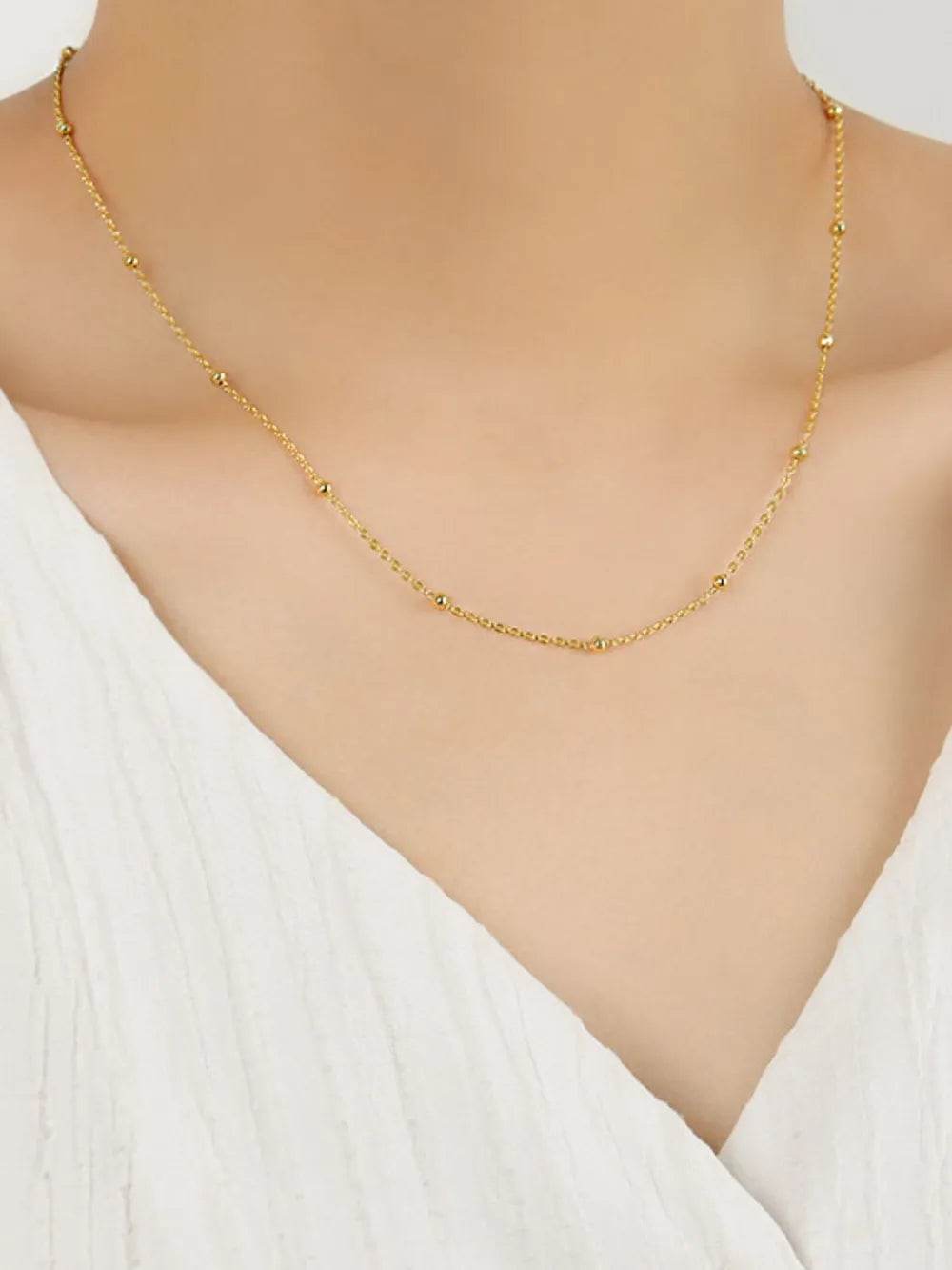 925 Sterling Silver Beaded Necklace - ELY VESSA LLC