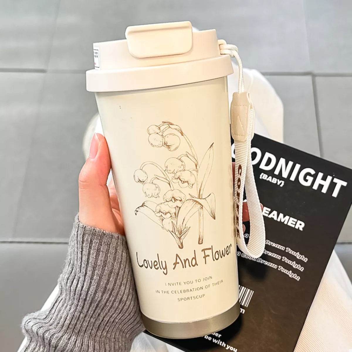 Lovely and Flower Aesthetic Tumbler with Straw - ELY VESSA LLC