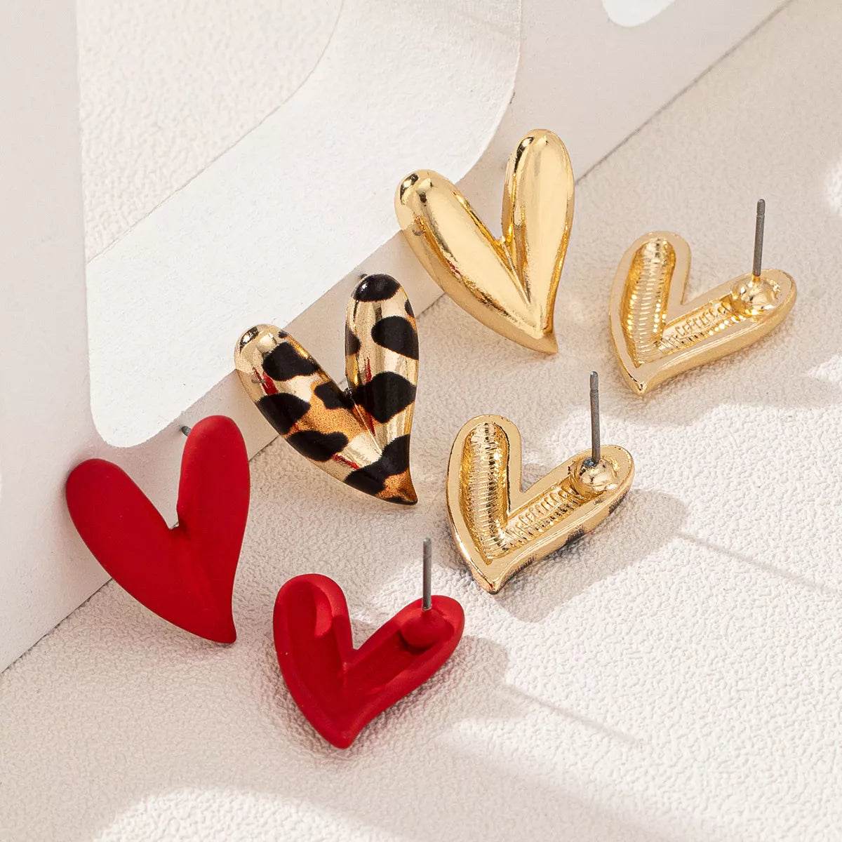 4 Pair Heart Stud Earrings - ELY VESSA LLC