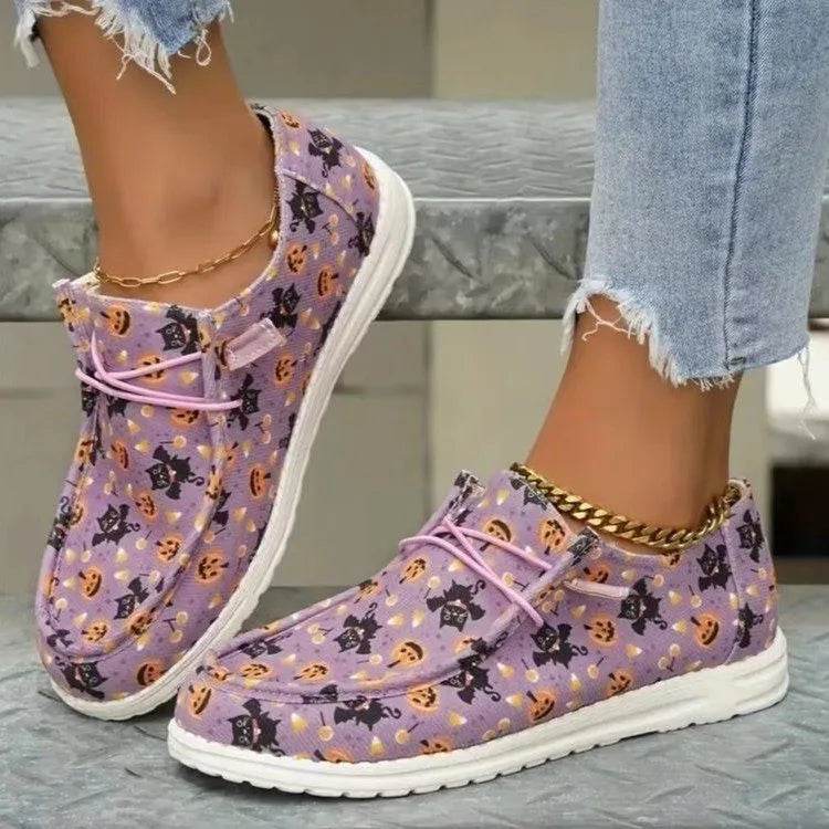 Printed Round Toe Flat Slip-Ons - ELY VESSA LLC