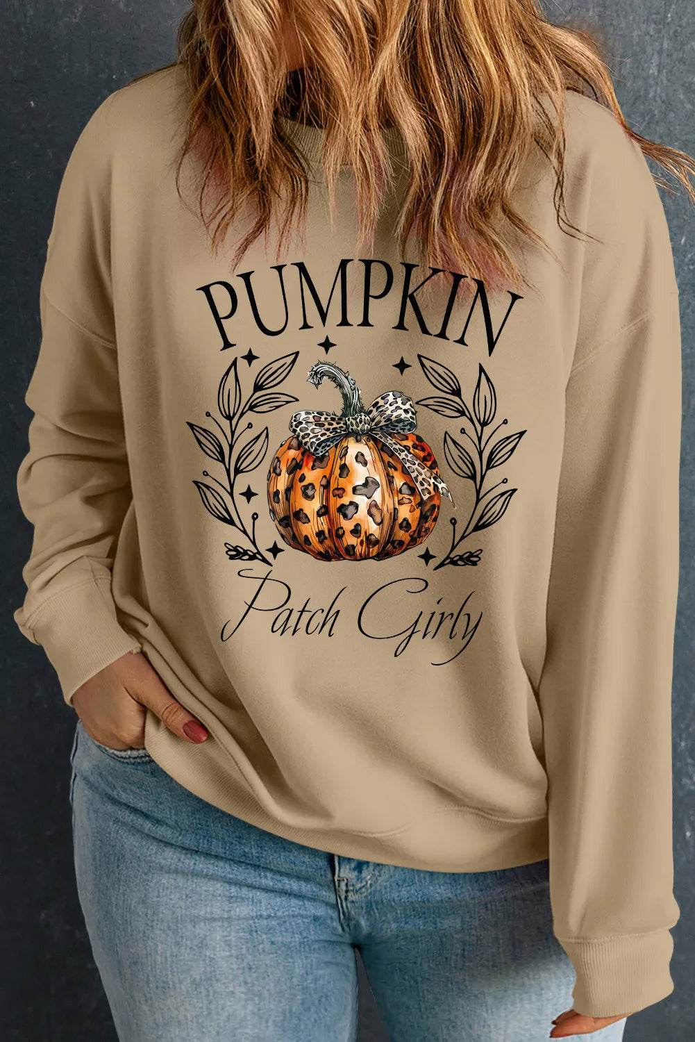Plus Size Pumpkin Graphic Long Sleeve Sweatshirt - ELY VESSA LLC