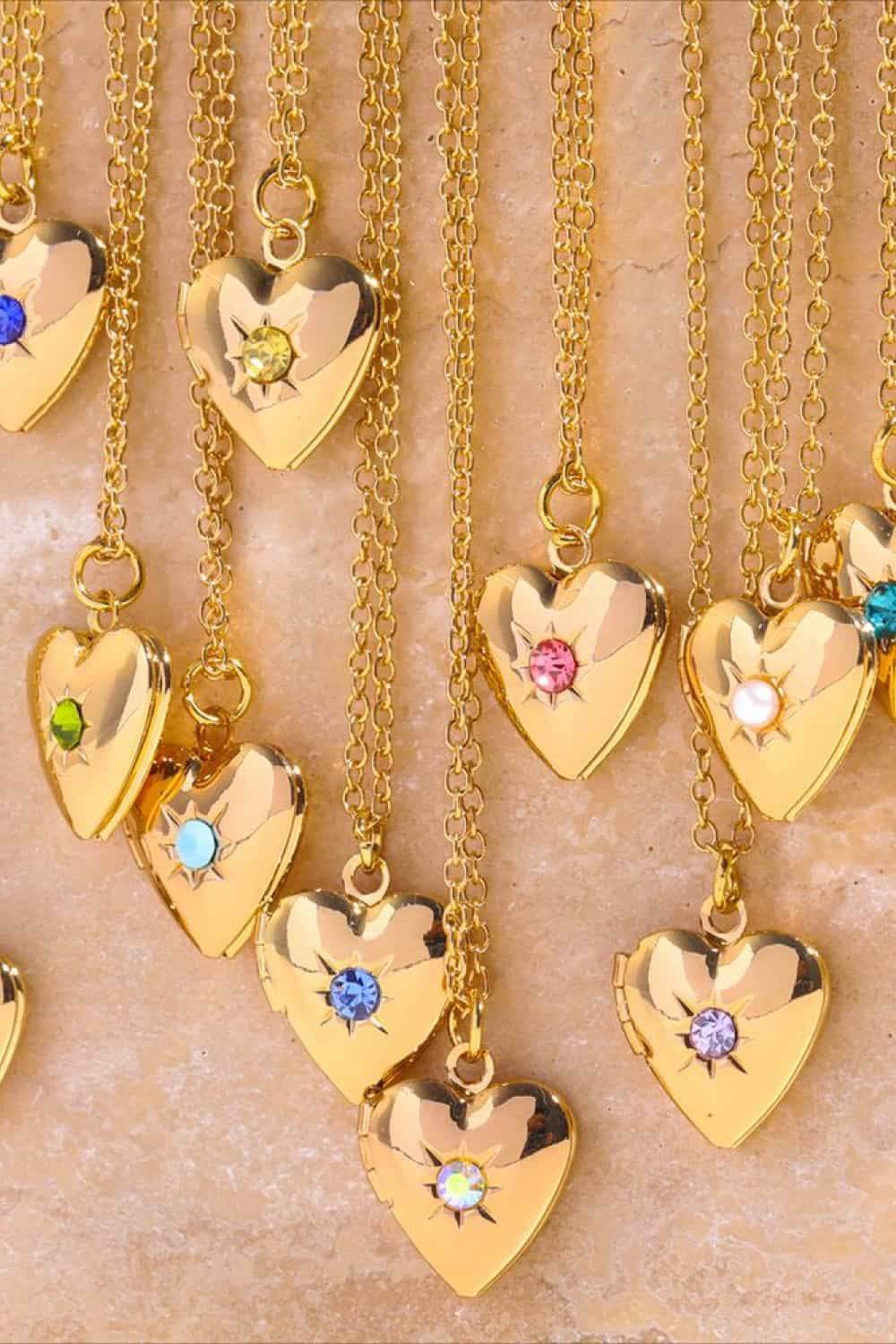 Zircon Heart Shape 14K Gold-Plated Pendant Necklace - ELY VESSA LLC