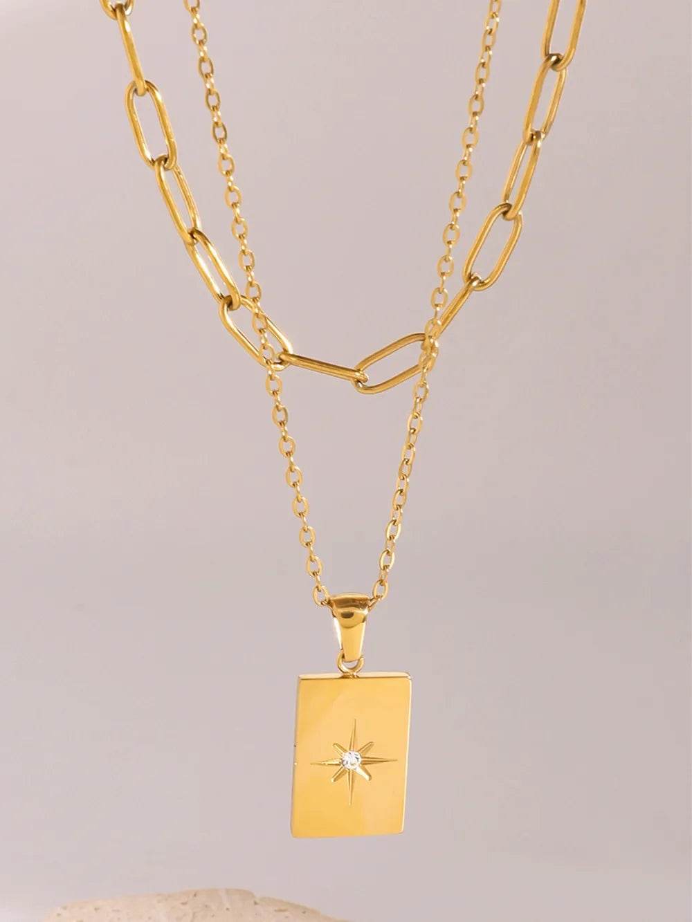18K Gold-Plated Stainless Steel Double-Layered Necklace - ELY VESSA LLC