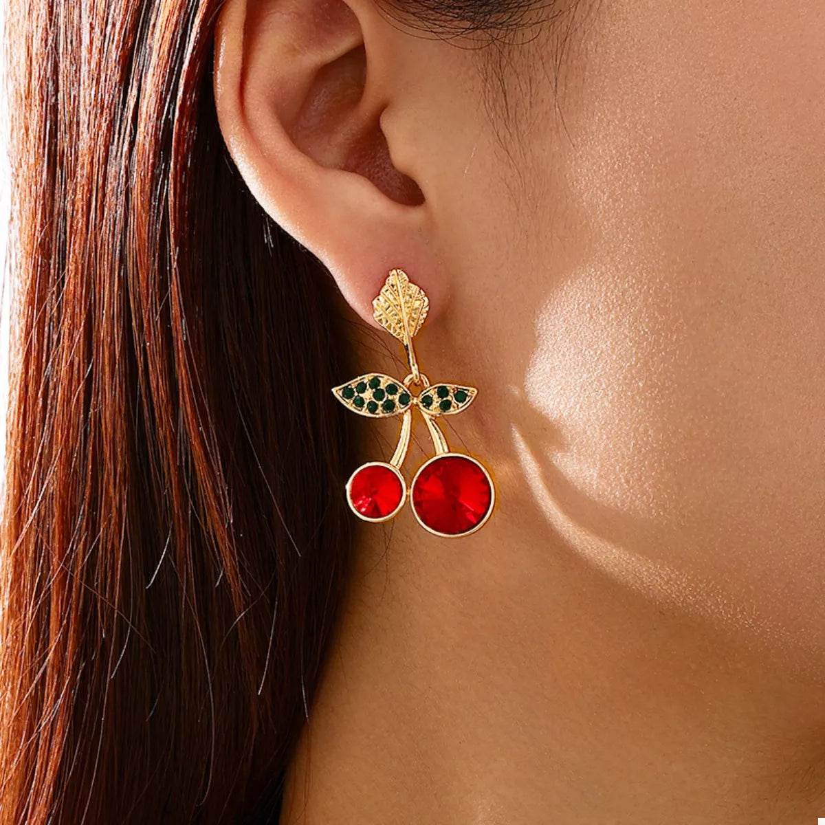 18K Gold-Plated Cherry Drop Earrings - ELY VESSA LLC