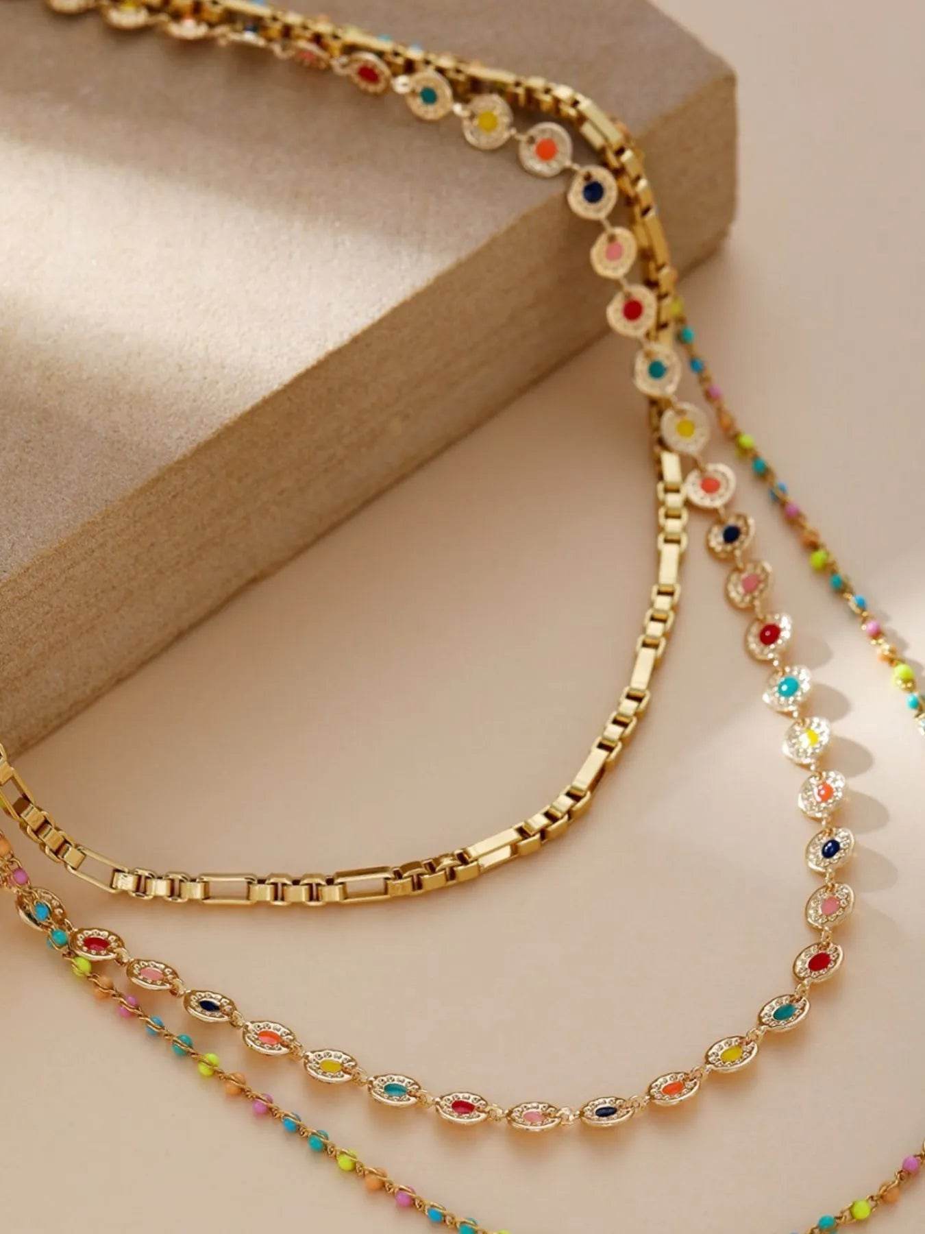 18K Gold-Plated Layered Resin Bead Necklace - ELY VESSA LLC
