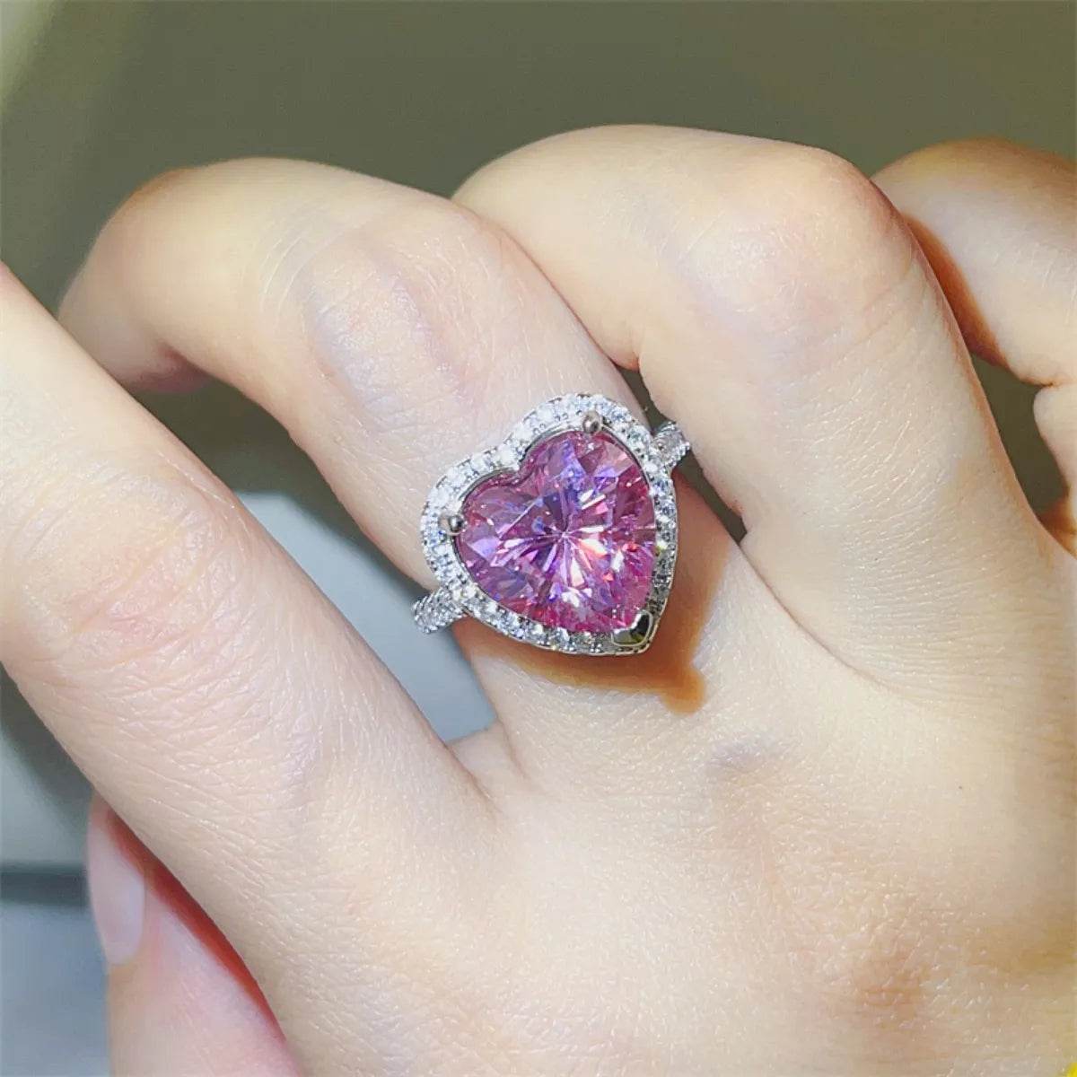 5 Carat Moissanite 925 Sterling Silver Heart Ring - ELY VESSA LLC