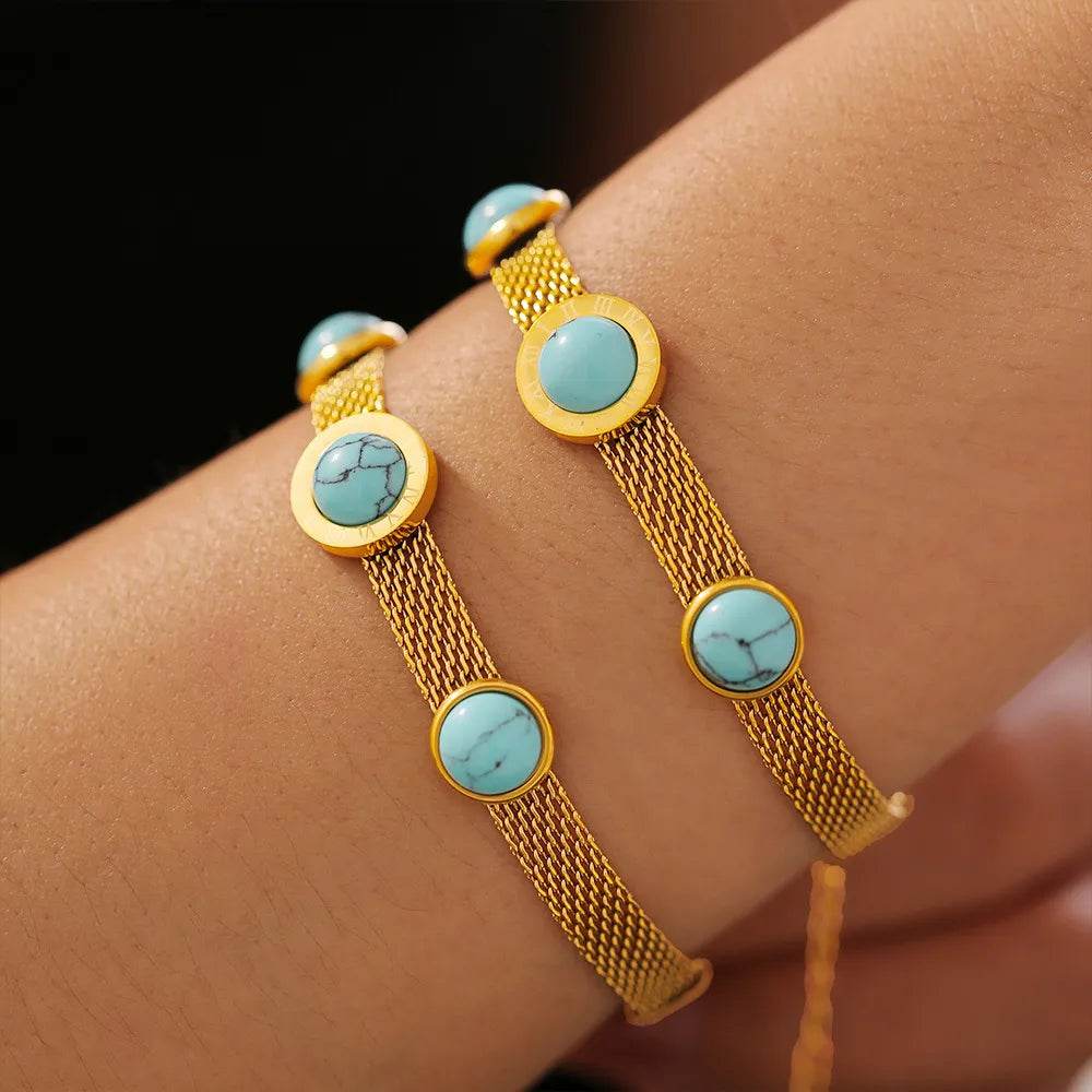 Turquoise Titanium Steel Bracelet - ELY VESSA LLC