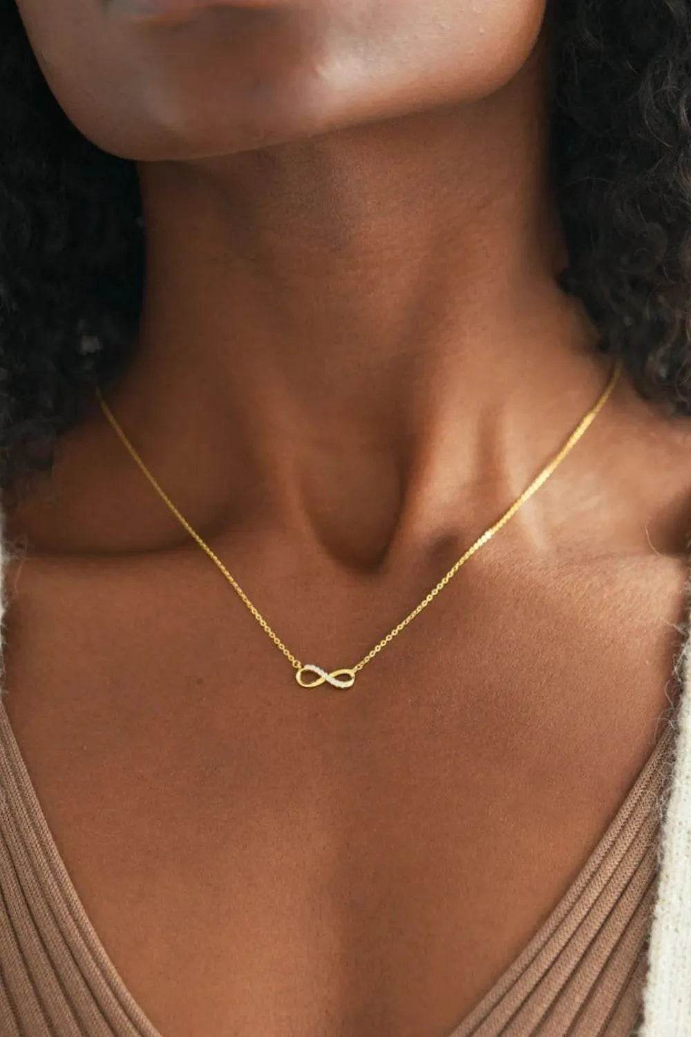 925 Sterling Silver Inland Zircon Infinite Necklace - ELY VESSA LLC