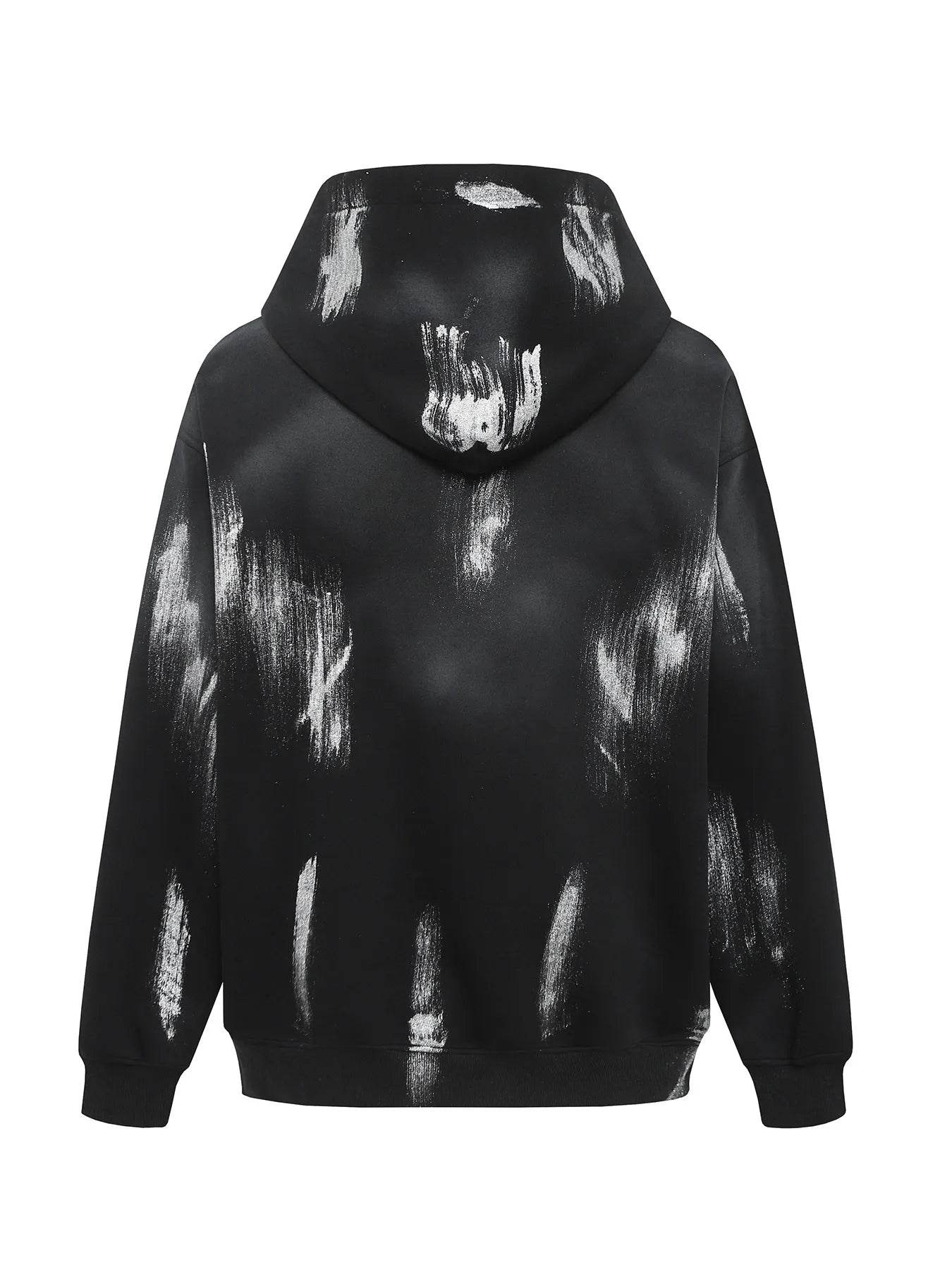 Men's Gothic Spider Web Graffiti Print Hoodie - ELY VESSA LLC