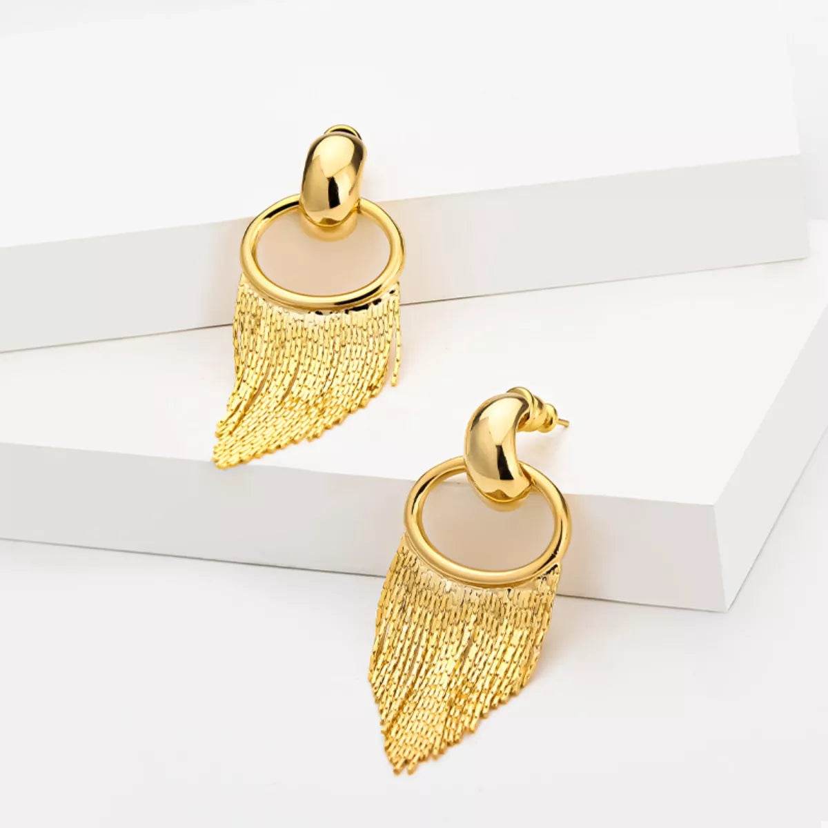18K Gold-Plated Fringe Chain Earrings - ELY VESSA LLC