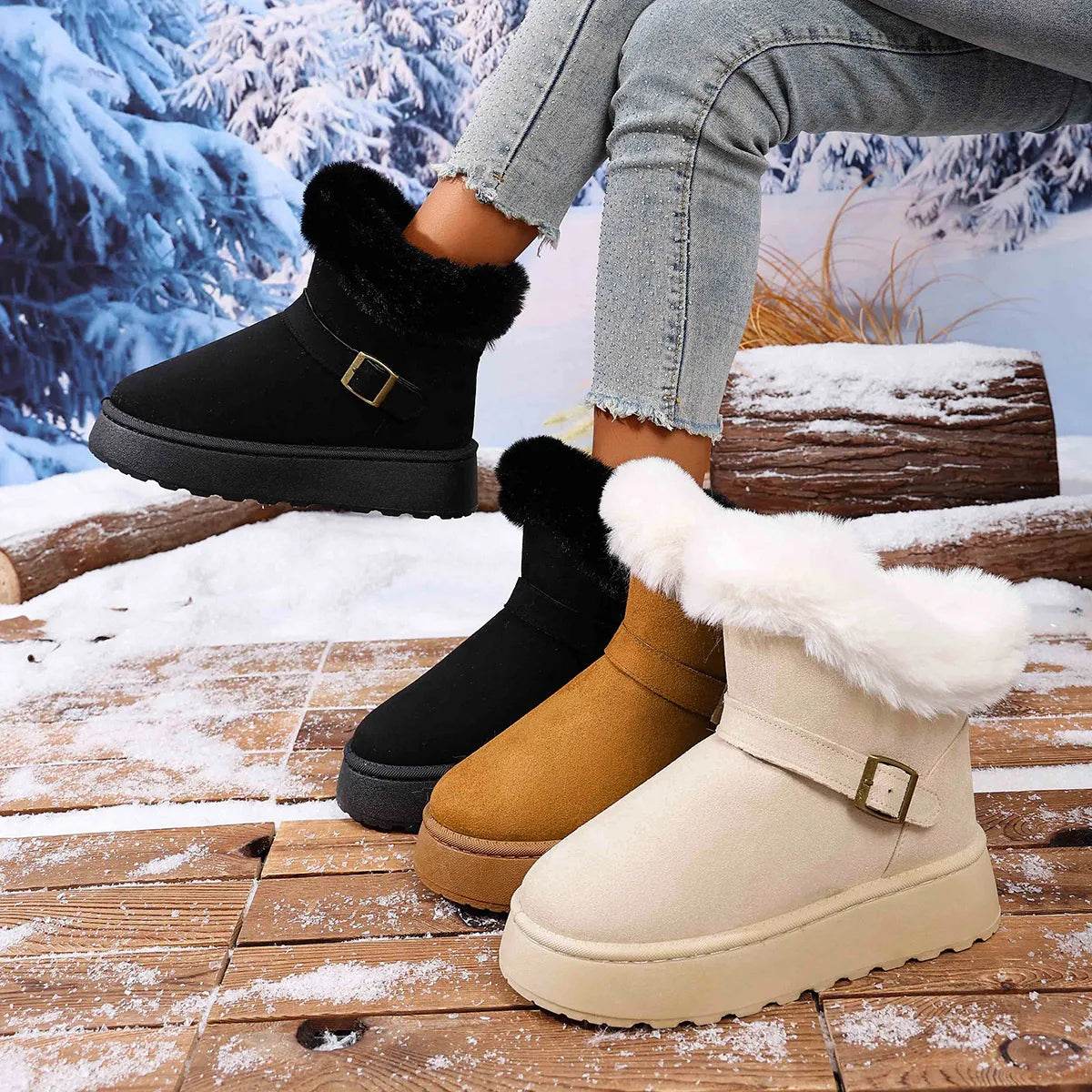Round Toe Platform Boots - ELY VESSA LLC