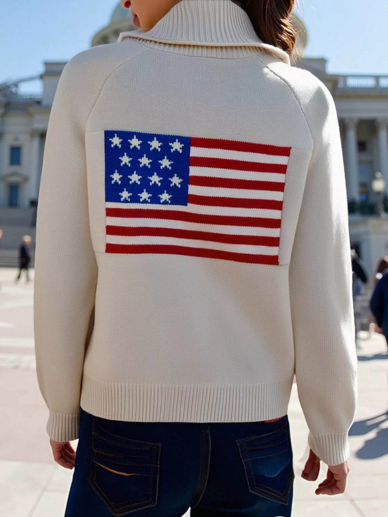 US Flag Button Up Cardigan - ELY VESSA LLC