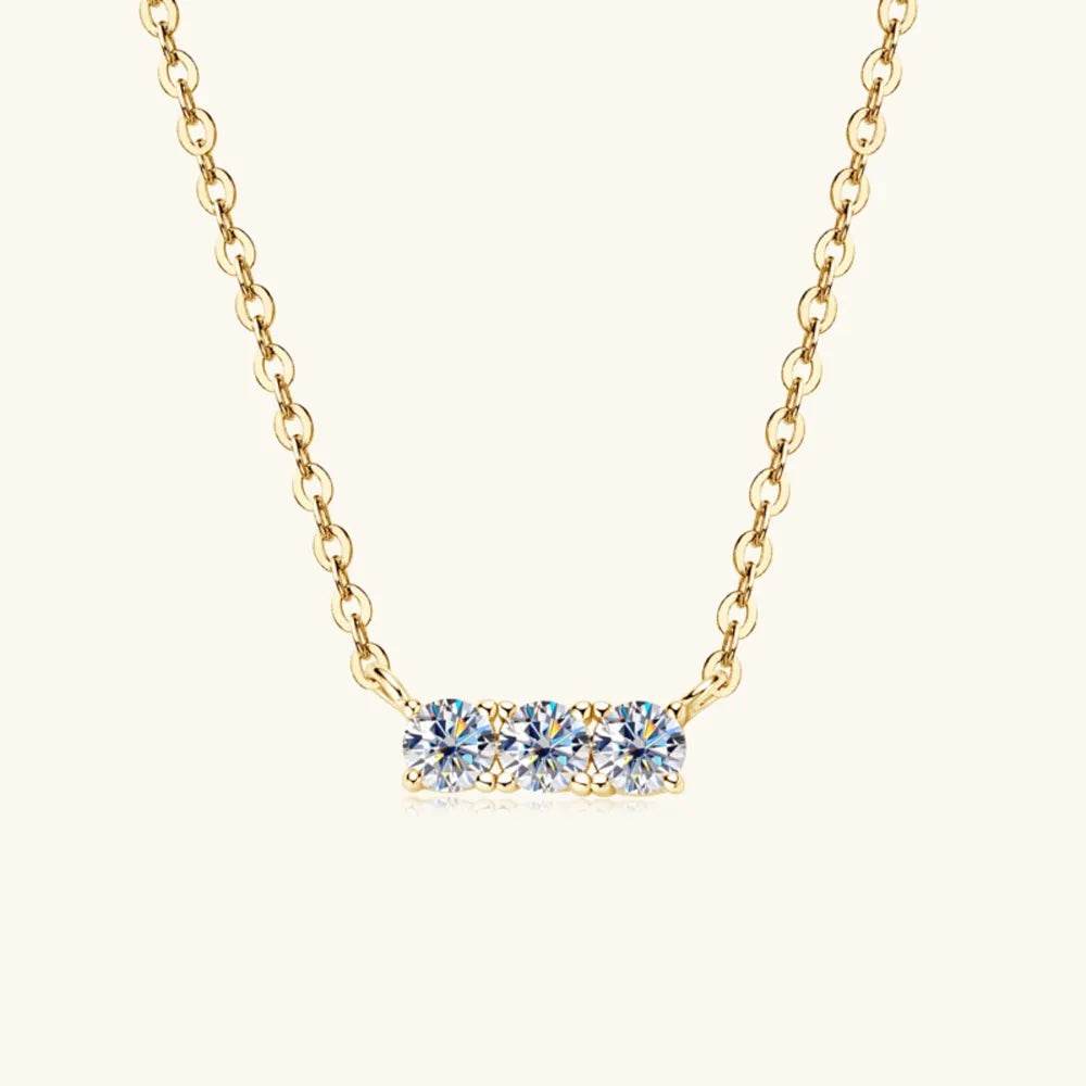 925 Sterling Silver Inlaid Moissanite Bar Necklace - ELY VESSA LLC